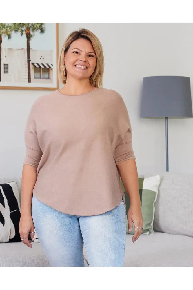 Frankie Batwing Knit Beige