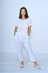Tay V Neck Linen Top White