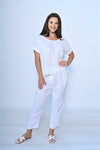 Tay V Neck Linen Top White