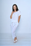 Tay V Neck Linen Top White