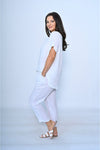 Tay V Neck Linen Top White