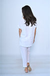 Tay V Neck Linen Top White