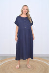 Crissy Linen Dress Navy