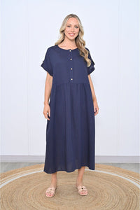 Crissy Linen Dress Navy