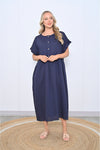 Crissy Linen Dress Navy