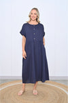Crissy Linen Dress Navy