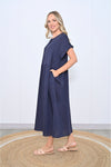 Crissy Linen Dress Navy