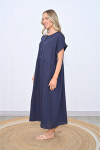 Crissy Linen Dress Navy