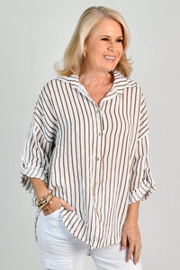 Serena Button Linen Shirt Mocha