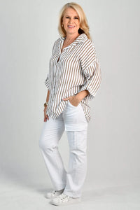 Serena Button Linen Shirt Mocha