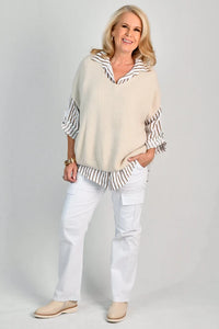 Serena Button Linen Shirt Mocha