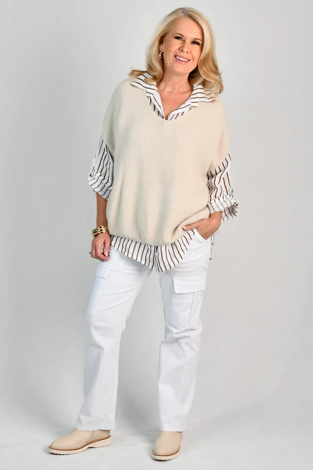 Serena Button Linen Shirt Mocha