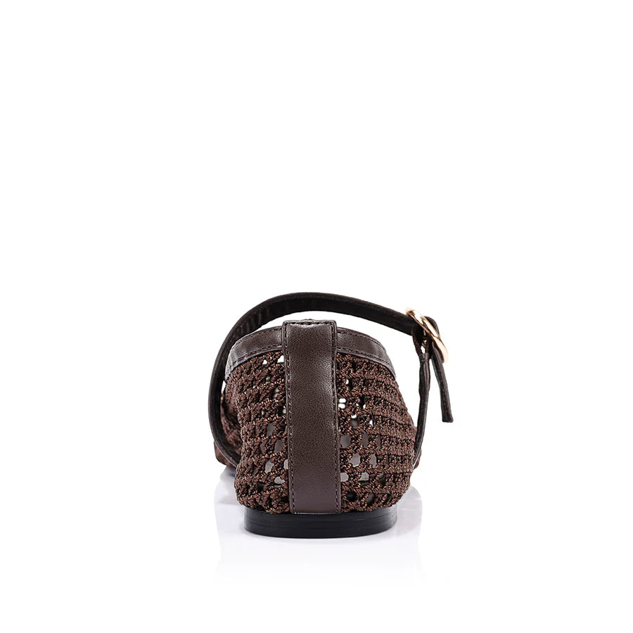 Eunice Mary-Jane Flats Chocolate