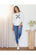 Emma Cross 3/4 Tee White