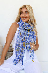 Mosaic Scarf Azure Blue