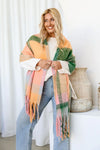 Tartan Scarf Soft Apricot Pink