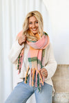 Tartan Scarf Soft Apricot Pink