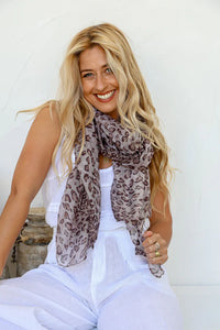 Animal Printed Scarf Natural