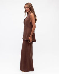 Jaymie Linen Vest Chocolate