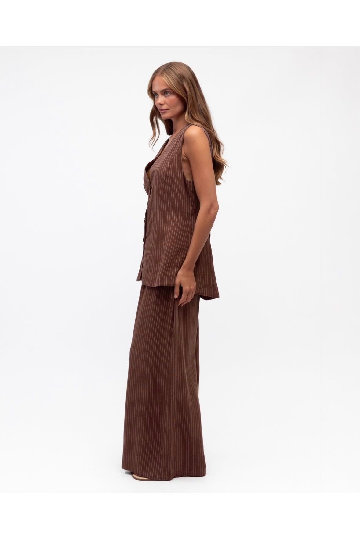 Jaymie Linen Vest Chocolate