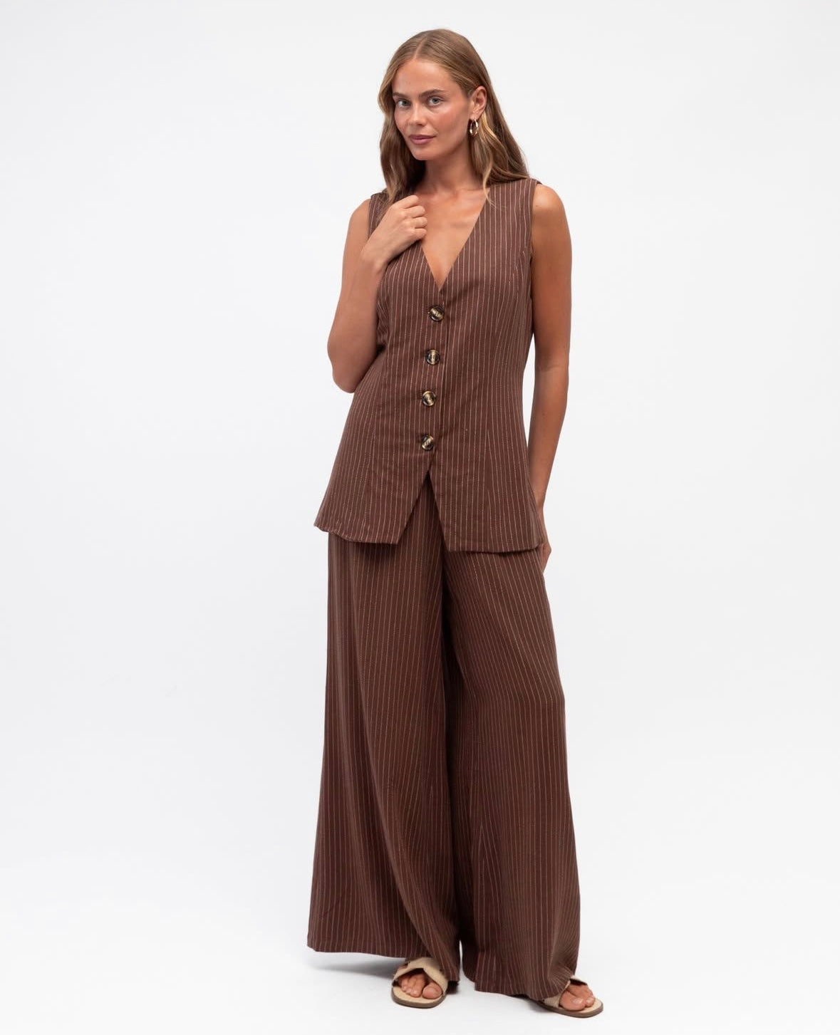 Jaymie Linen Vest Chocolate