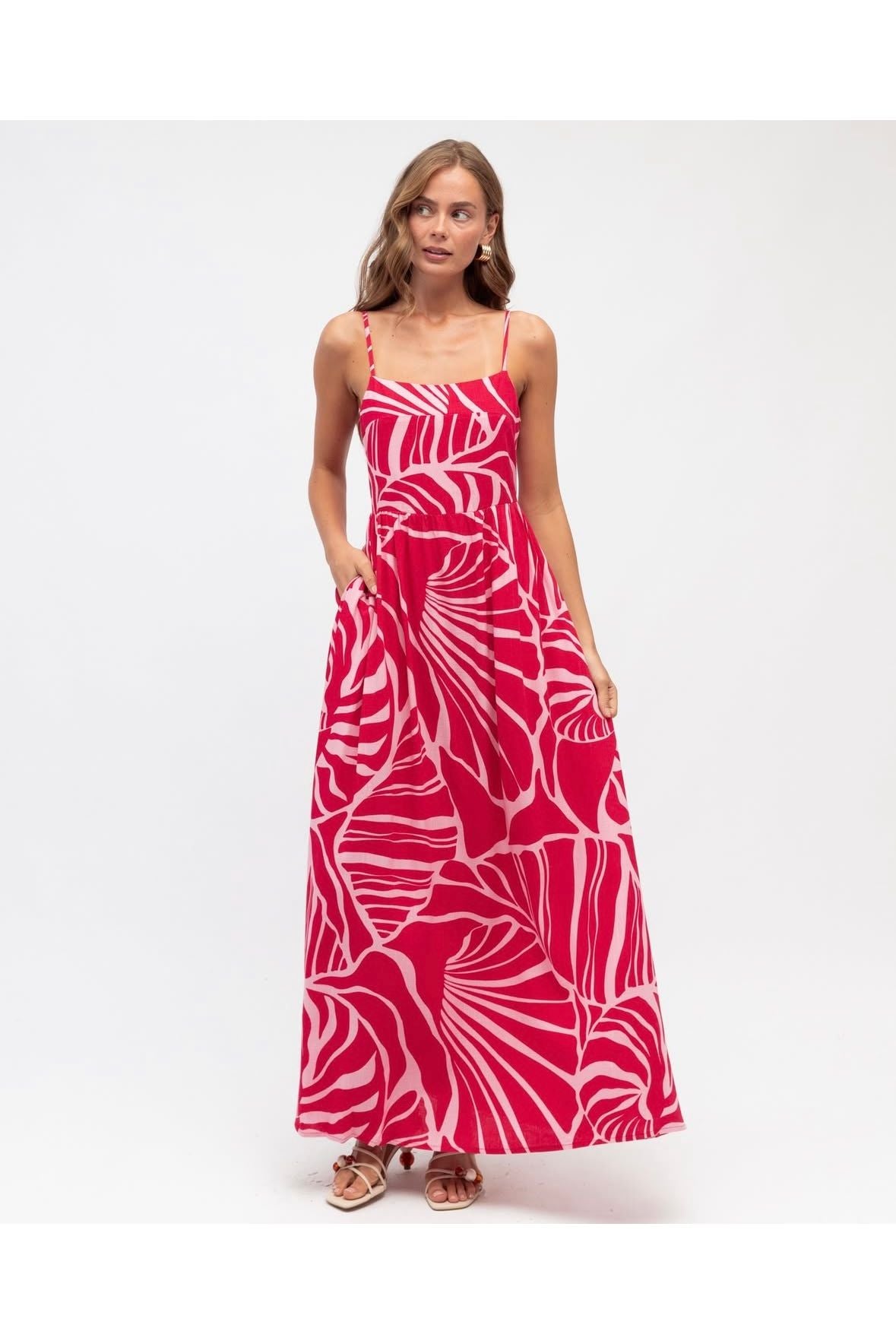 Gaia Maxi Dress Pink/Red
