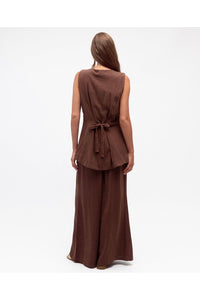 Jaymie Linen Vest Chocolate