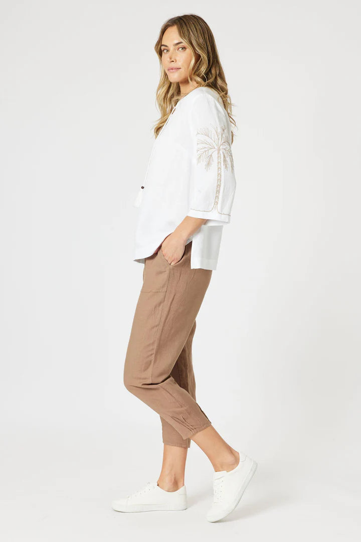 Lino Tapered Pant Nutmeg