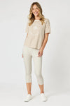 Cote D Azur Stripe Tee Natural/White