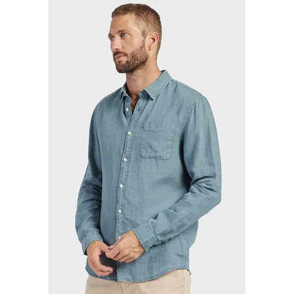 Hampton L/S Linen Shirt Shadow Blue