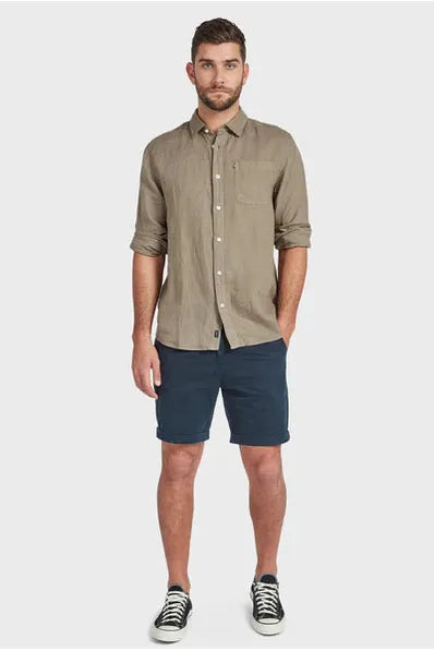 Hampton L/S Linen Shirt Olive