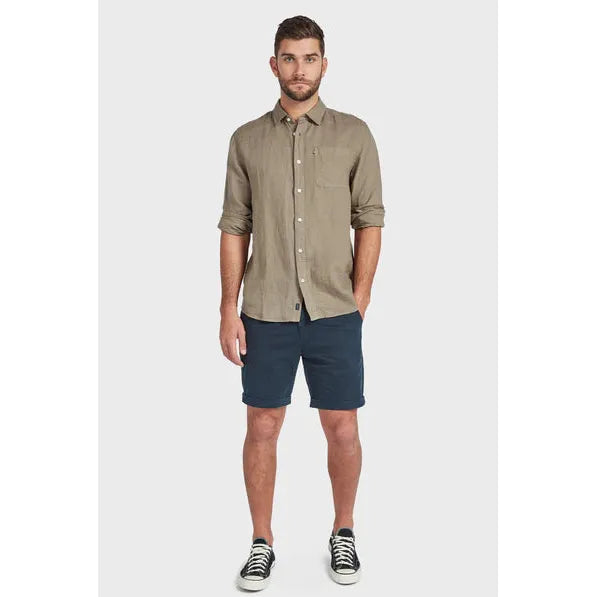 Hampton L/S Linen Shirt Olive