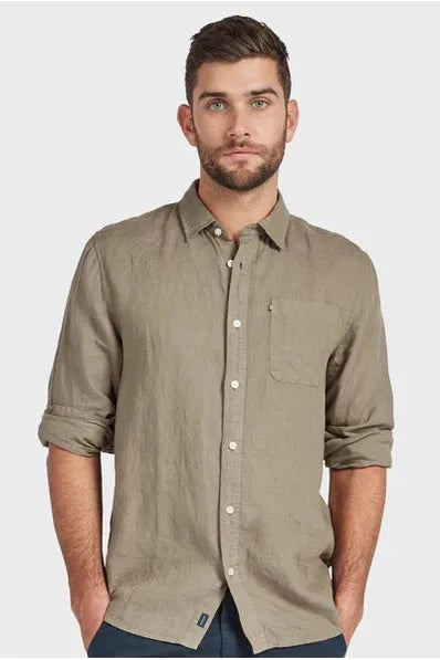 Hampton L/S Linen Shirt Olive