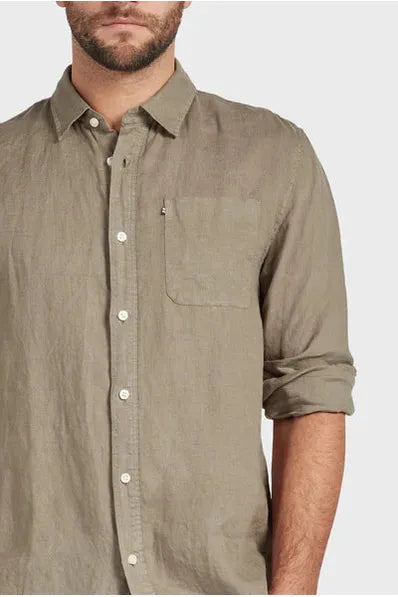 Hampton L/S Linen Shirt Olive