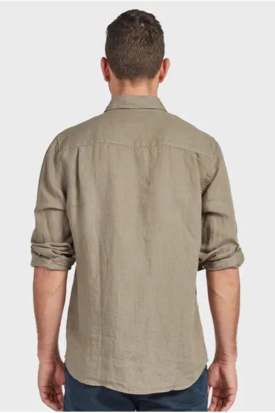 Hampton L/S Linen Shirt Olive