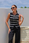 Stacy Knit Vest Black Stripe