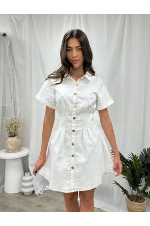 Teisha Denim Dress White