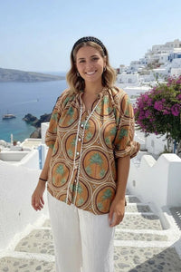 Palm Print Shirt Cinnamon