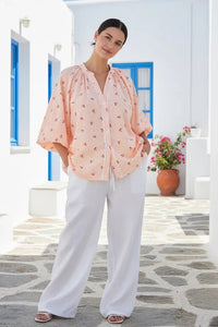 Cherry Print Shirt Tangerine