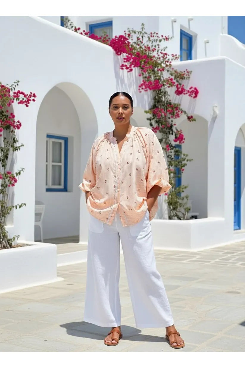 Cherry Print Shirt Tangerine