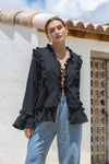 Ellie Tie Up Blouse Black
