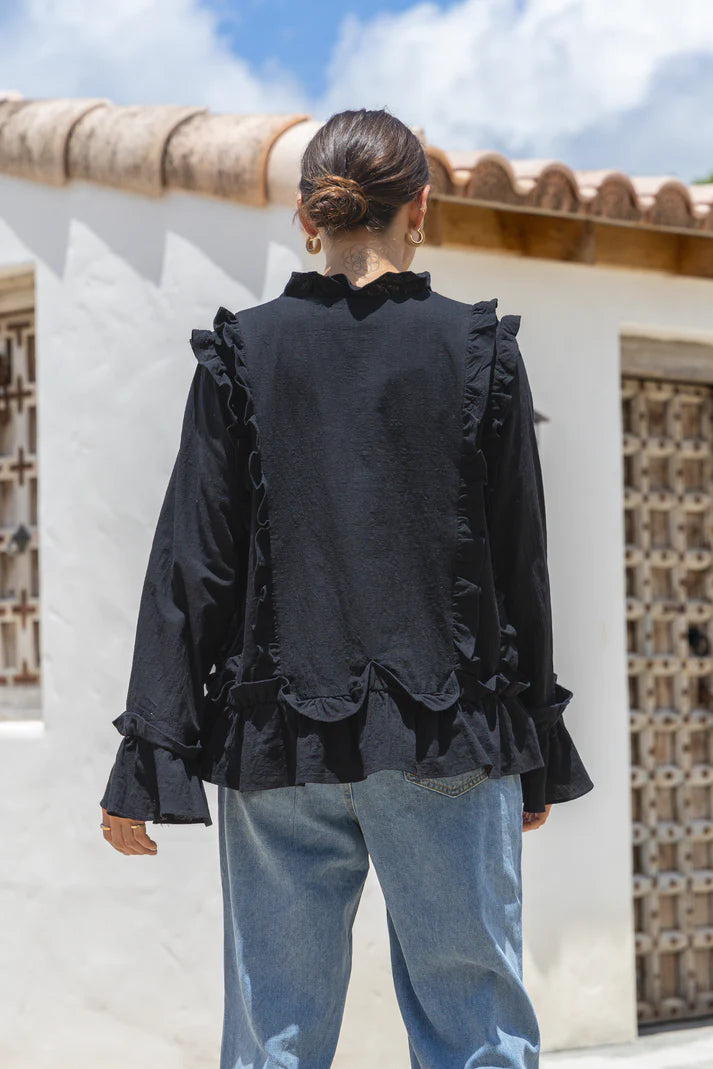 Ellie Tie Up Blouse Black