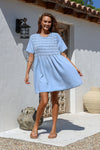 Hayley Shirred Denim Dress Light