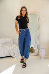Valentina Cuffed Barrel Jean Mid Blue