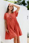 Lizzy Pleat Dress Rust
