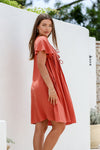 Lizzy Pleat Dress Rust