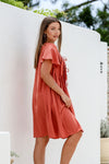 Lizzy Pleat Dress Rust