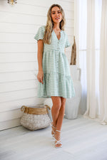 Sofia Gingham Dress Sage