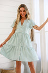 Sofia Gingham Dress Sage