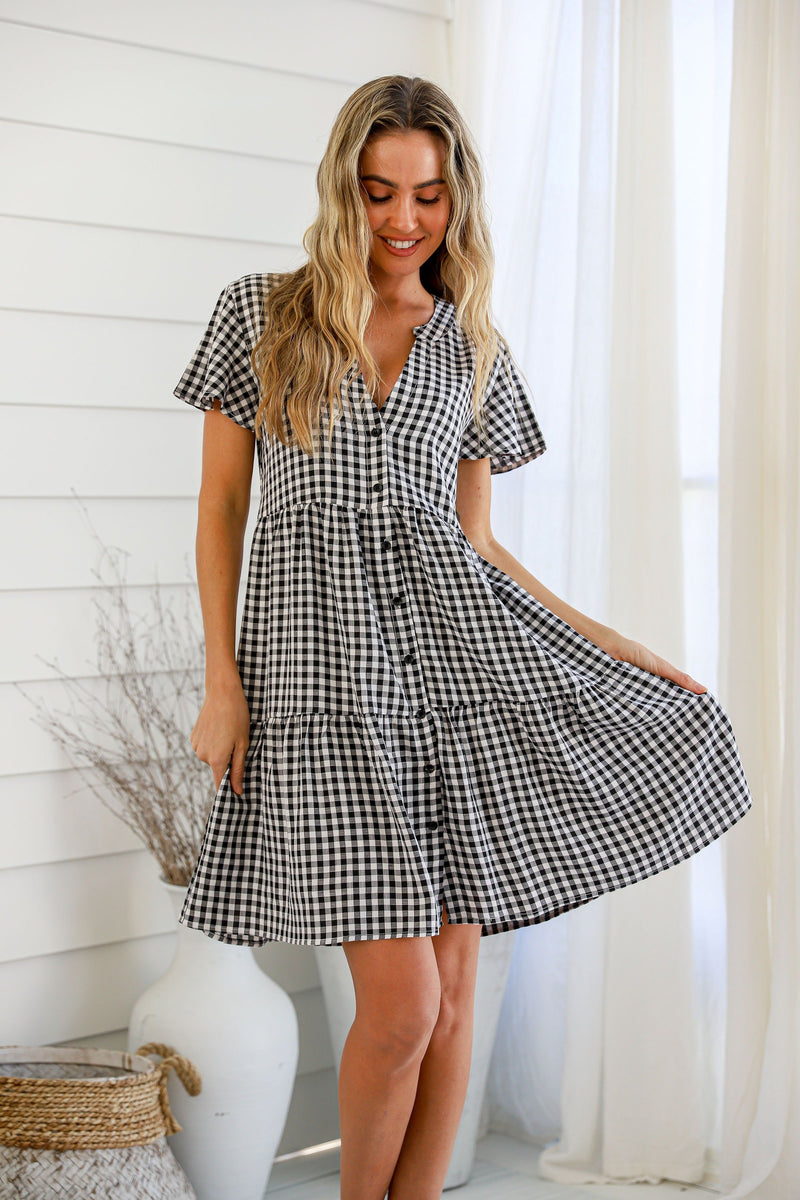 Sofia Gingham Dress Black